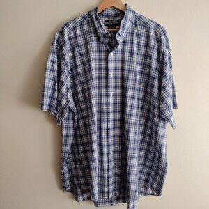 Ralph Lauren Mens Blake Button Up Shirt XXL Blue Plaid S/S Lightweight Cotton